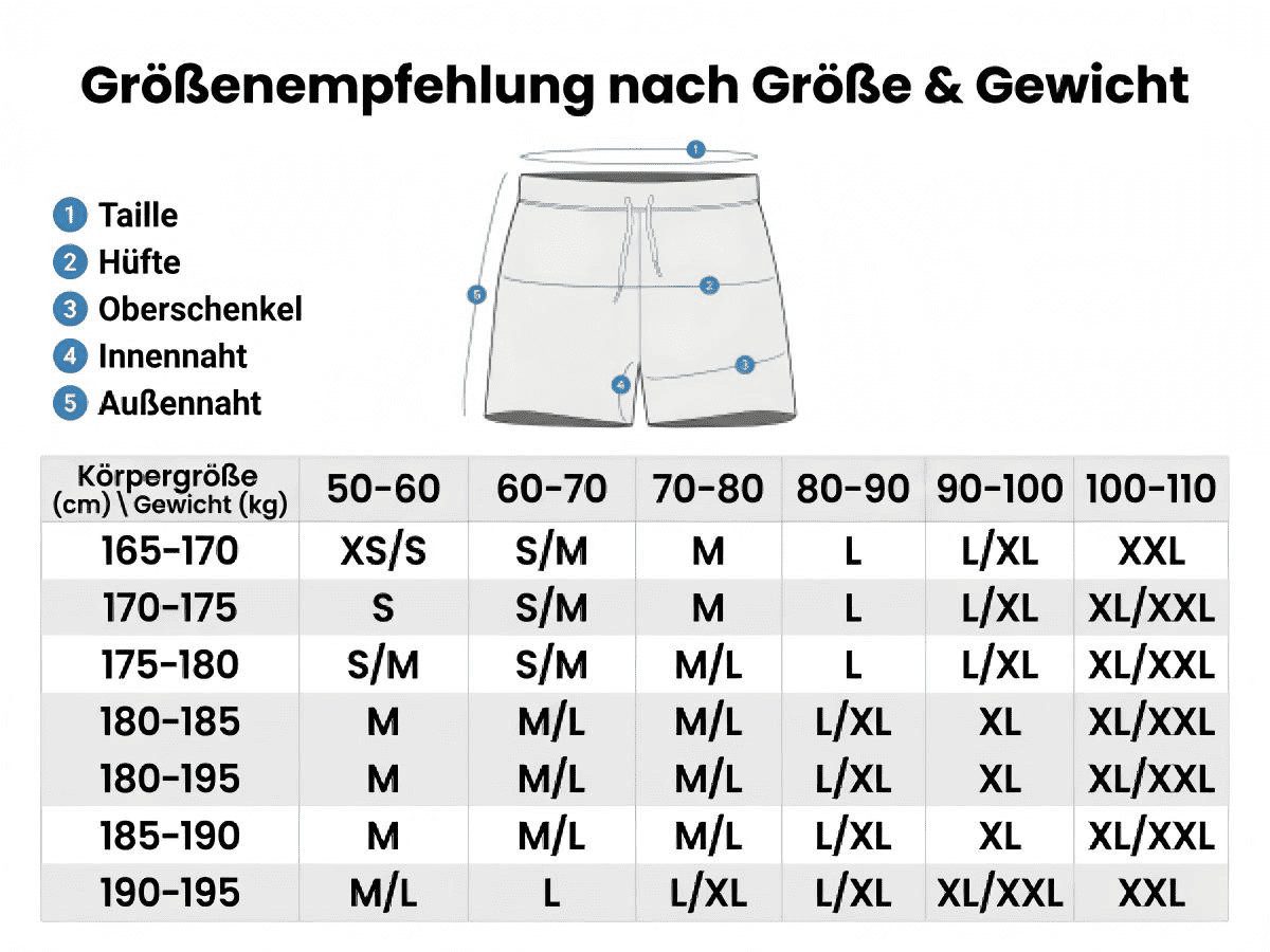 MaaMgic Shorts Herren Stretch kurze Hose Männer Badehose mit Reißverschlusstaschen (1-tlg)