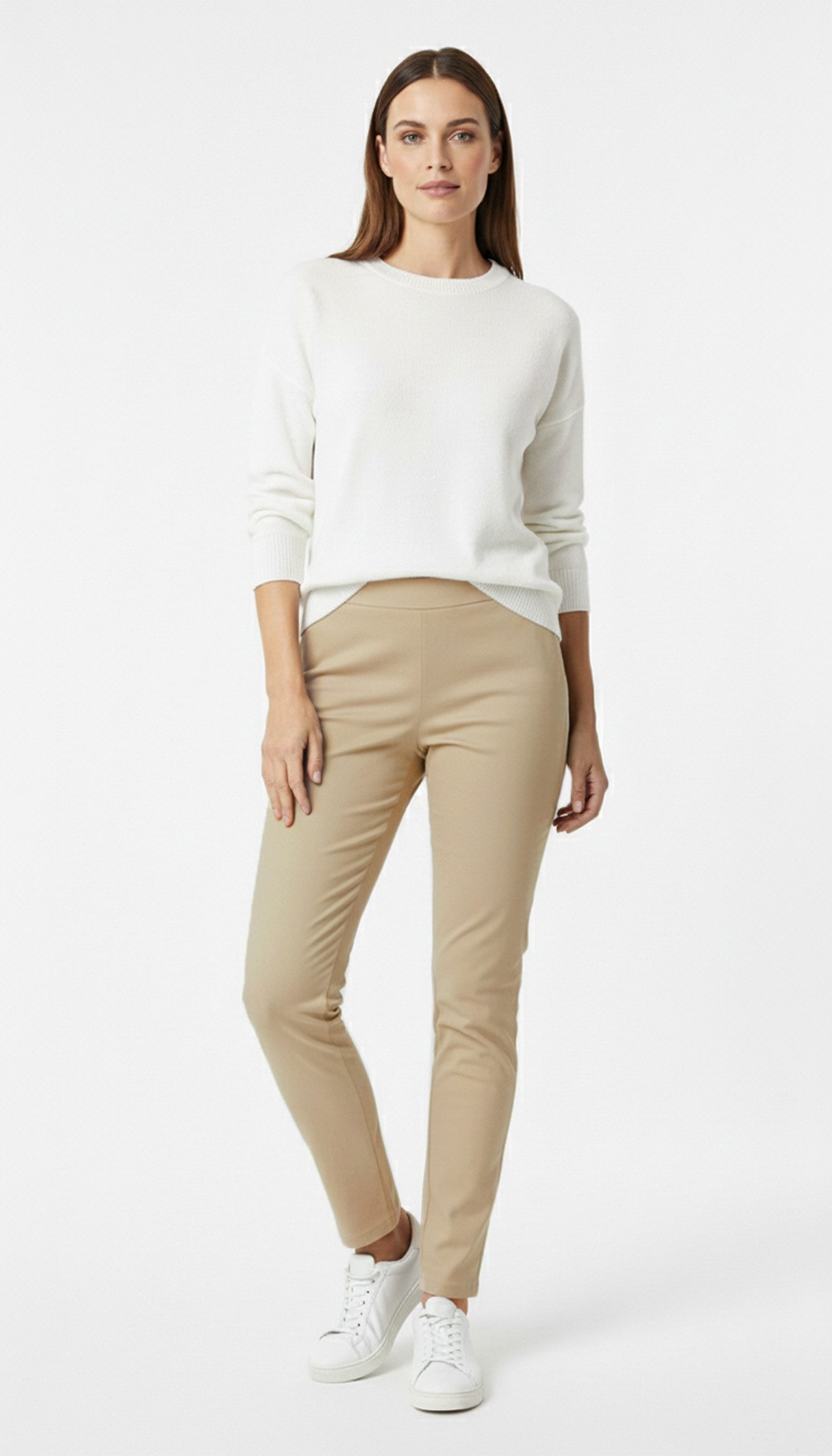 Kendindza Collection Stretch-Hose Bequeme Stoffhose elegant Slim Fit Gummibund flexiblem Rückenteil MADE IN ITALY - Weiches Material - Schlupfhose