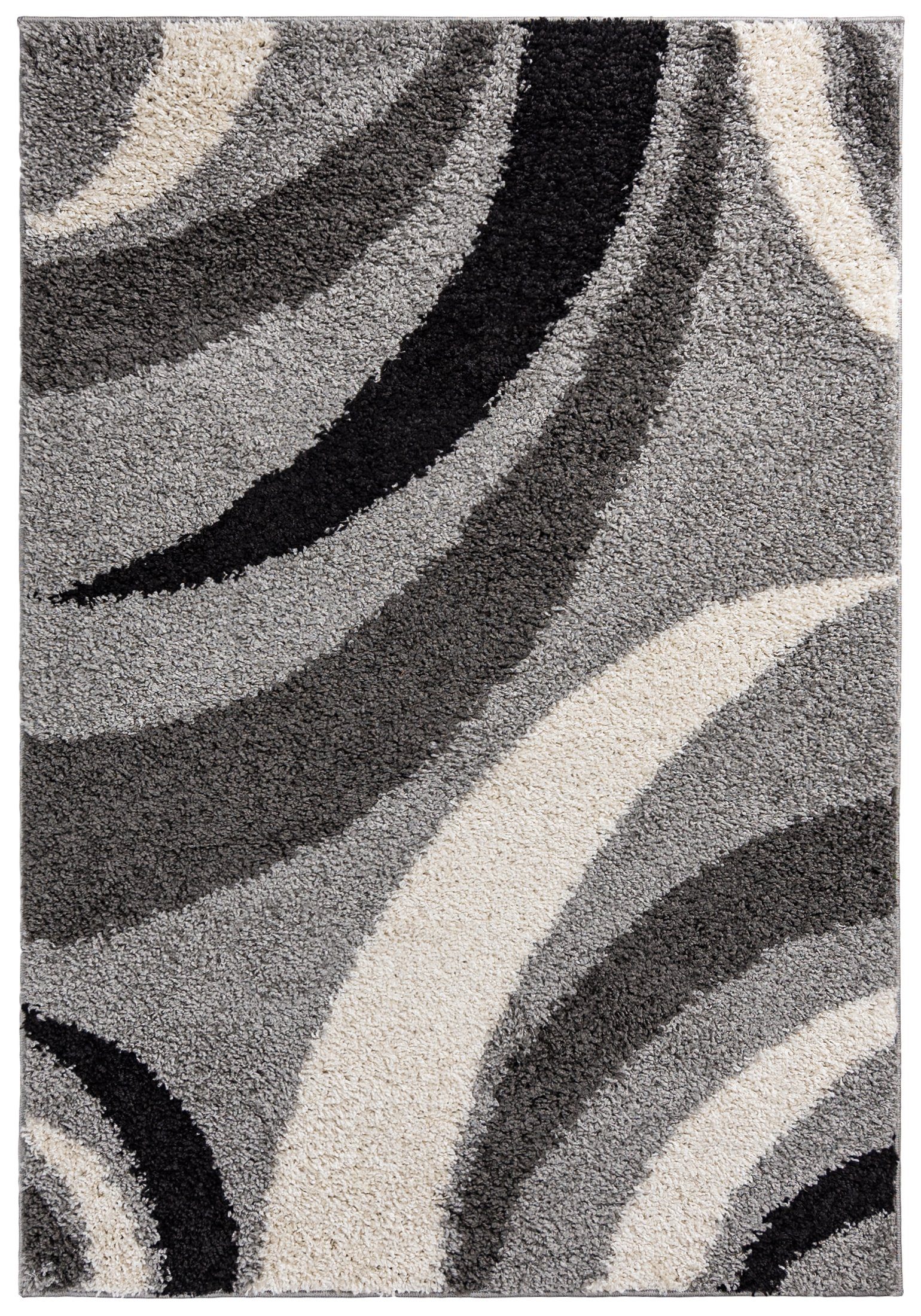 Mazovia Hochflor-Teppich Hochflor Shaggy Teppich für Wohnzimmer - Höhe 30 mm Grau, 60 x 100 cm, Pflegeleicht, Geometrische, Langflor, Rechteckig, Weich