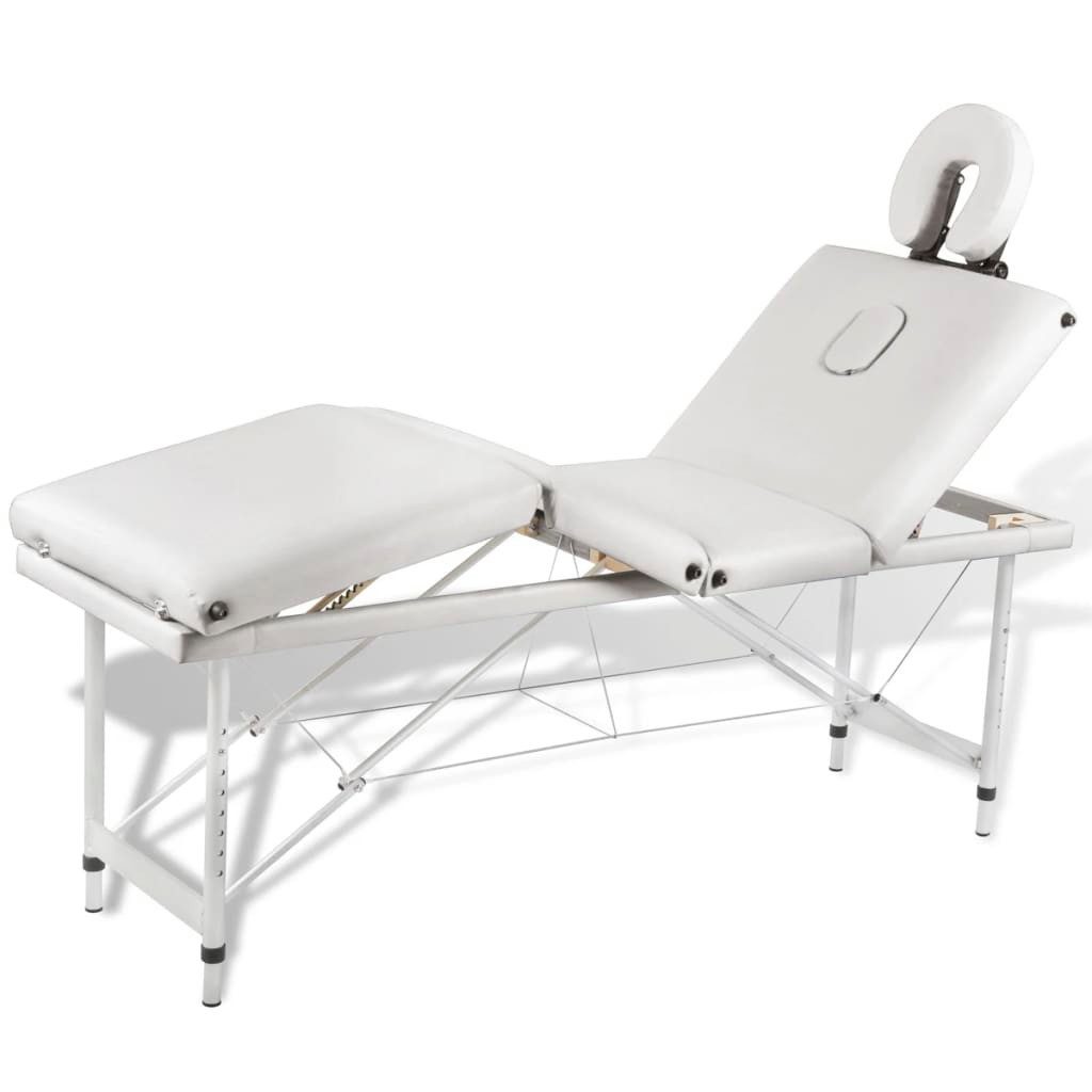 vidaXL Massageliege 186 x 68 x 81 cm Massagetisch mit Aluminiumrahmen faltbar 4 Zonen Crem