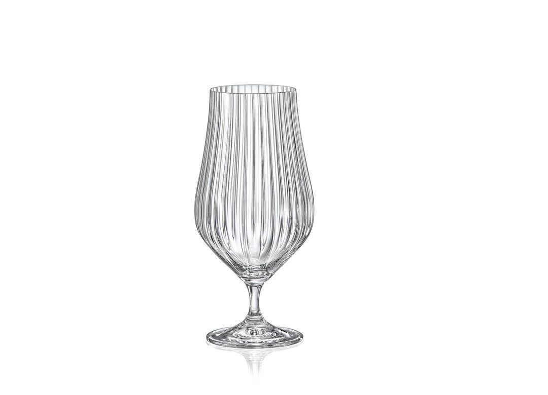 Crystalex Bierglas Tulipa Optic 540 ml 6er Set, Kristallglas, geriffelt, Kristallglas