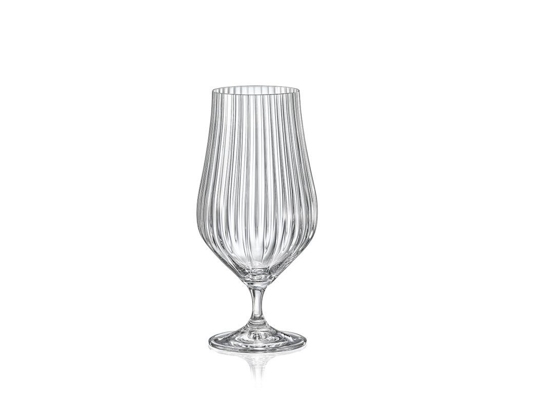 Crystalex Bierglas Biergläser Tulipa Optic, 6-tlg., Kristallglas, Biergläser geriffelt, Kristallglas 540 ml 6er Set