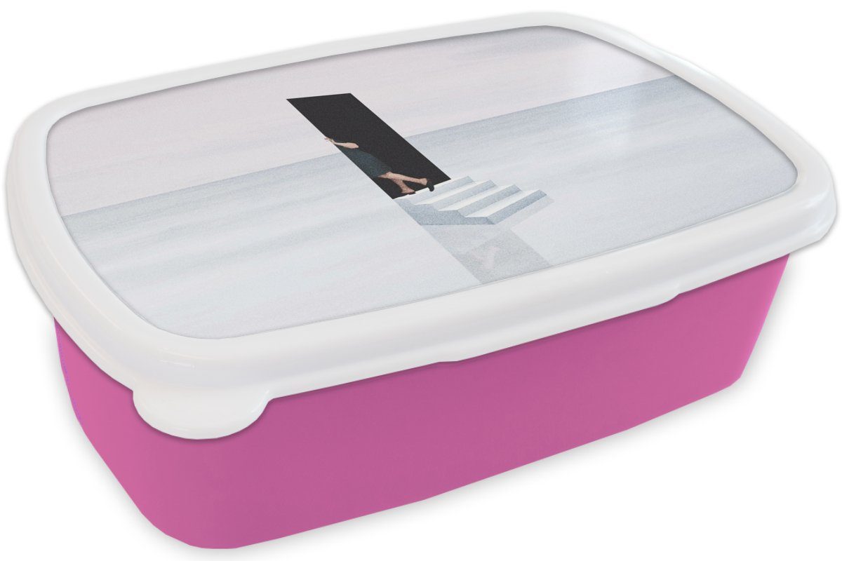 Snackbox, Tür Lunchbox Kunststoff, (2-tlg), Erwachsene, - Kunststoff Mädchen, - Abstrakt, MuchoWow Brotbox Vintage Brotdose rosa Kinder, für