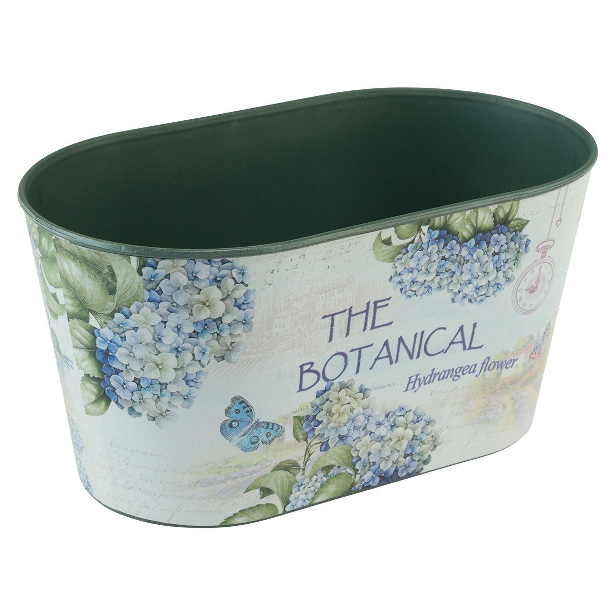 Viana Blumentopf Blumenschale Hortensienmotiv Kunststoff Deko Pflanzgefäß