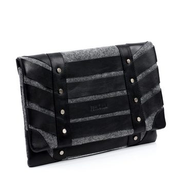 FEYNSINN Abendtasche »SARAH«, Clutch echt Filz Damen, Umhängetasche, Damentasche schwarz-grau