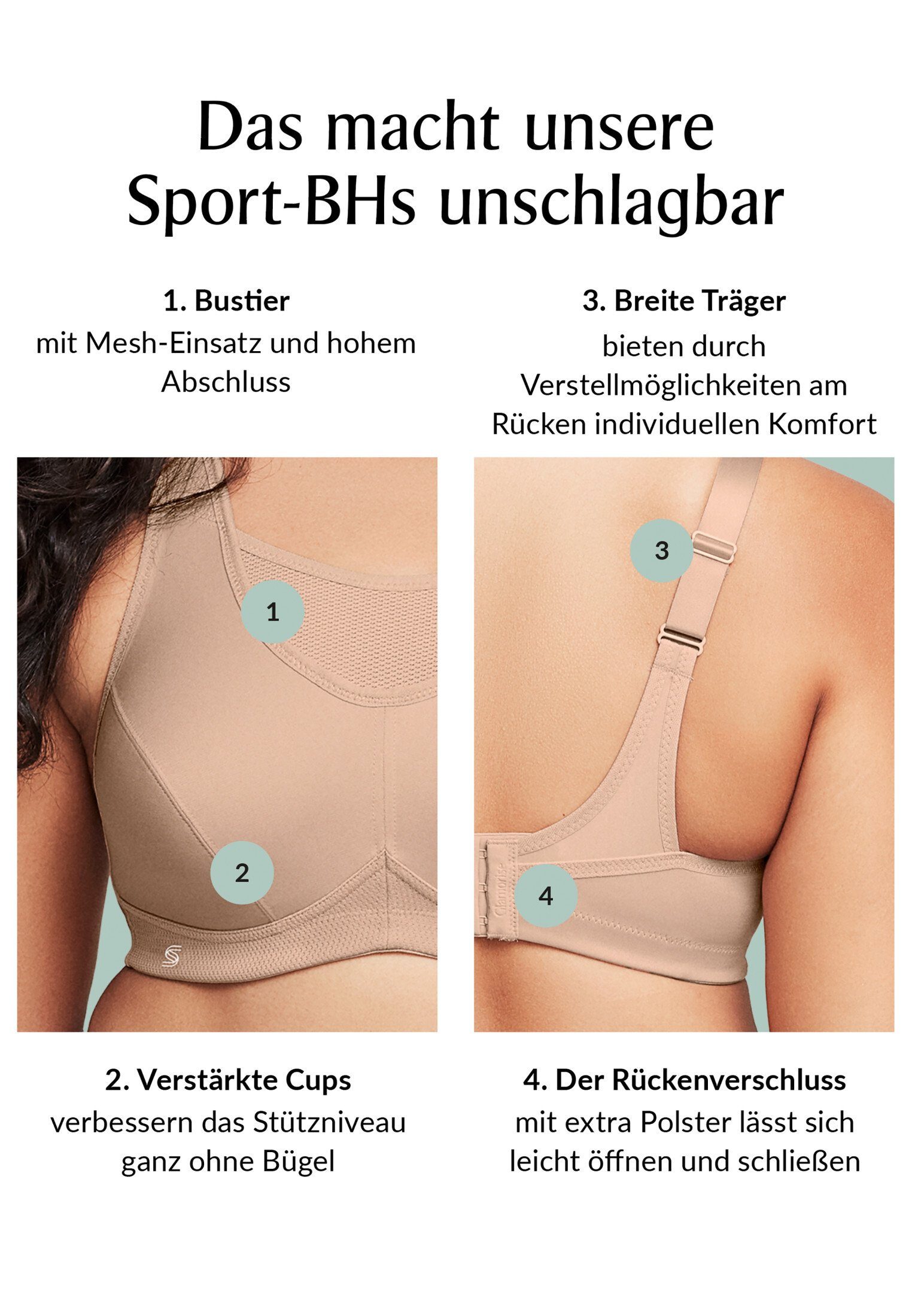 GLAMORISE Bügelloser BH Bustier Sport