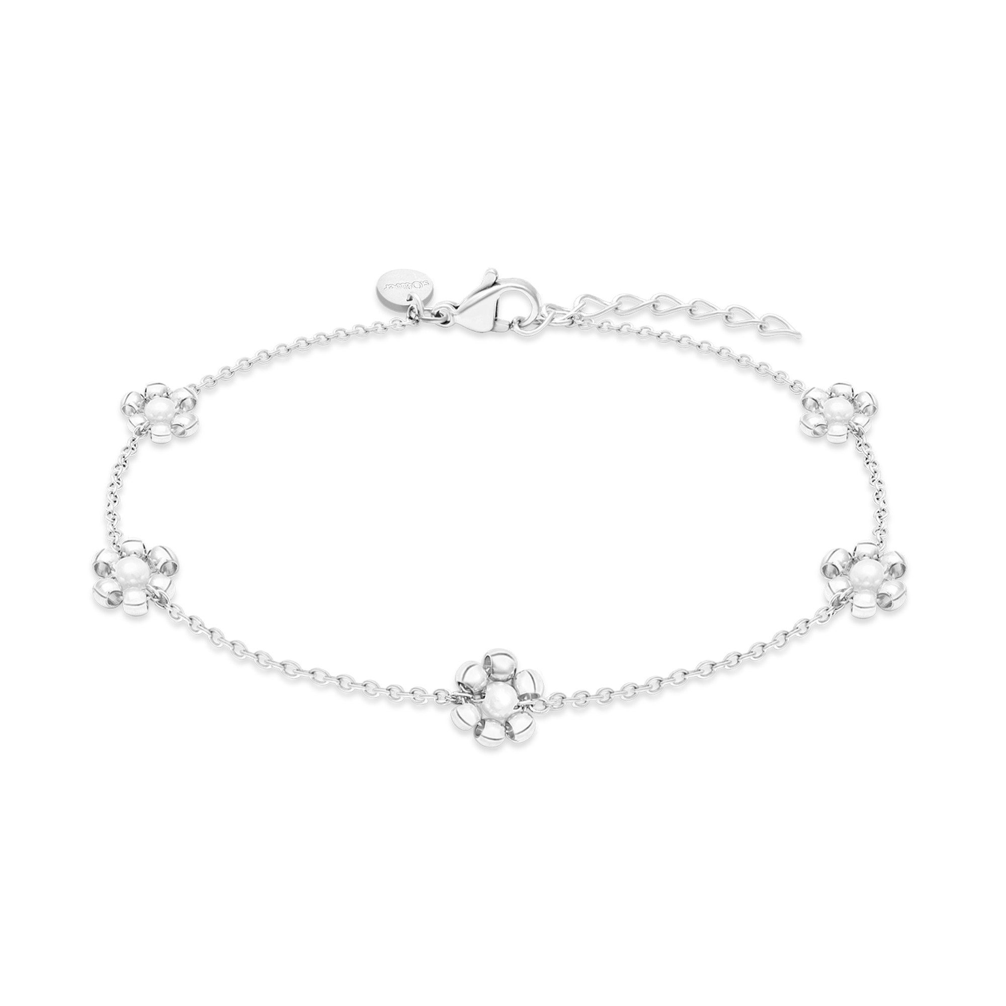 s.Oliver Armband Flower, Blüten-Design, mit Perle (imitiert)