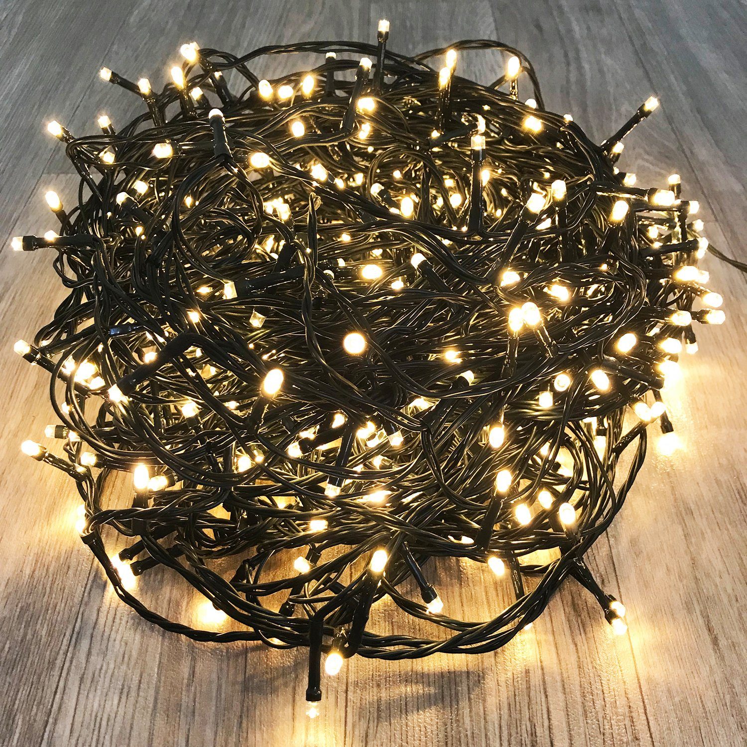 Mojawo Lichtervorhang LED warmweiß LED's Lichterkette Außen 240 grün Kabel für