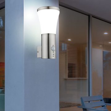 Globo Außen-Wandleuchte, LED-Leuchtmittel fest verbaut, Warmweiß, Wandleuchte Aussen LED Wandlampe Edelstahl Bewegungsmelder Leuchten