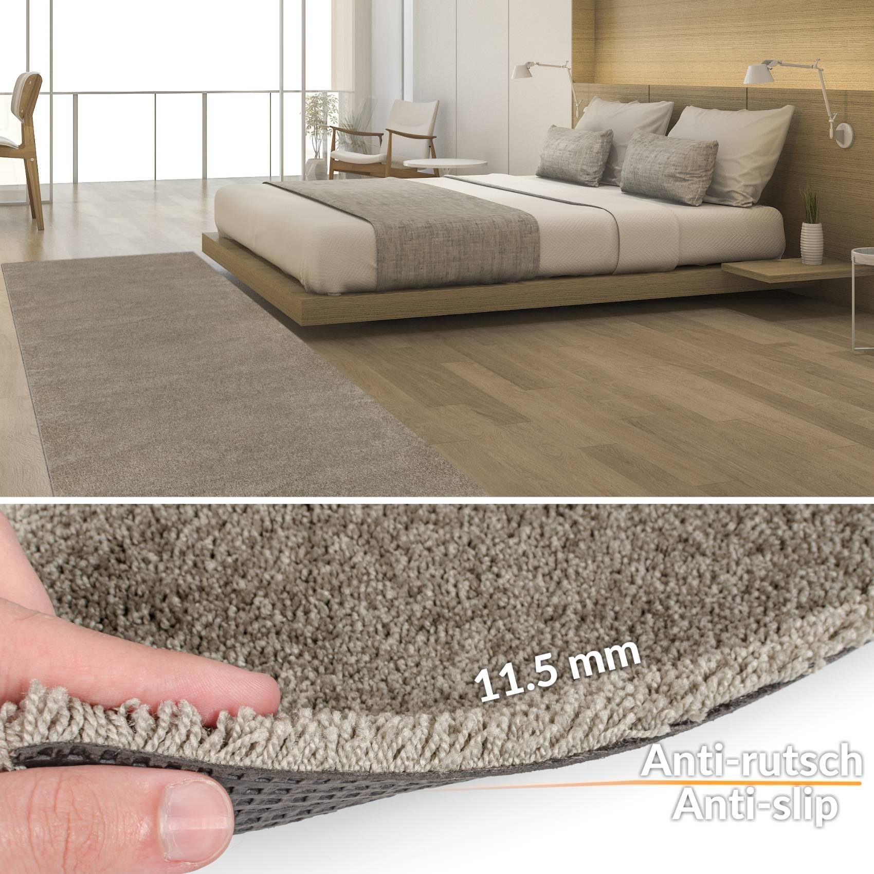 mm, 11 Höhe: ANRO, Rechteckig, Teppich, Textil