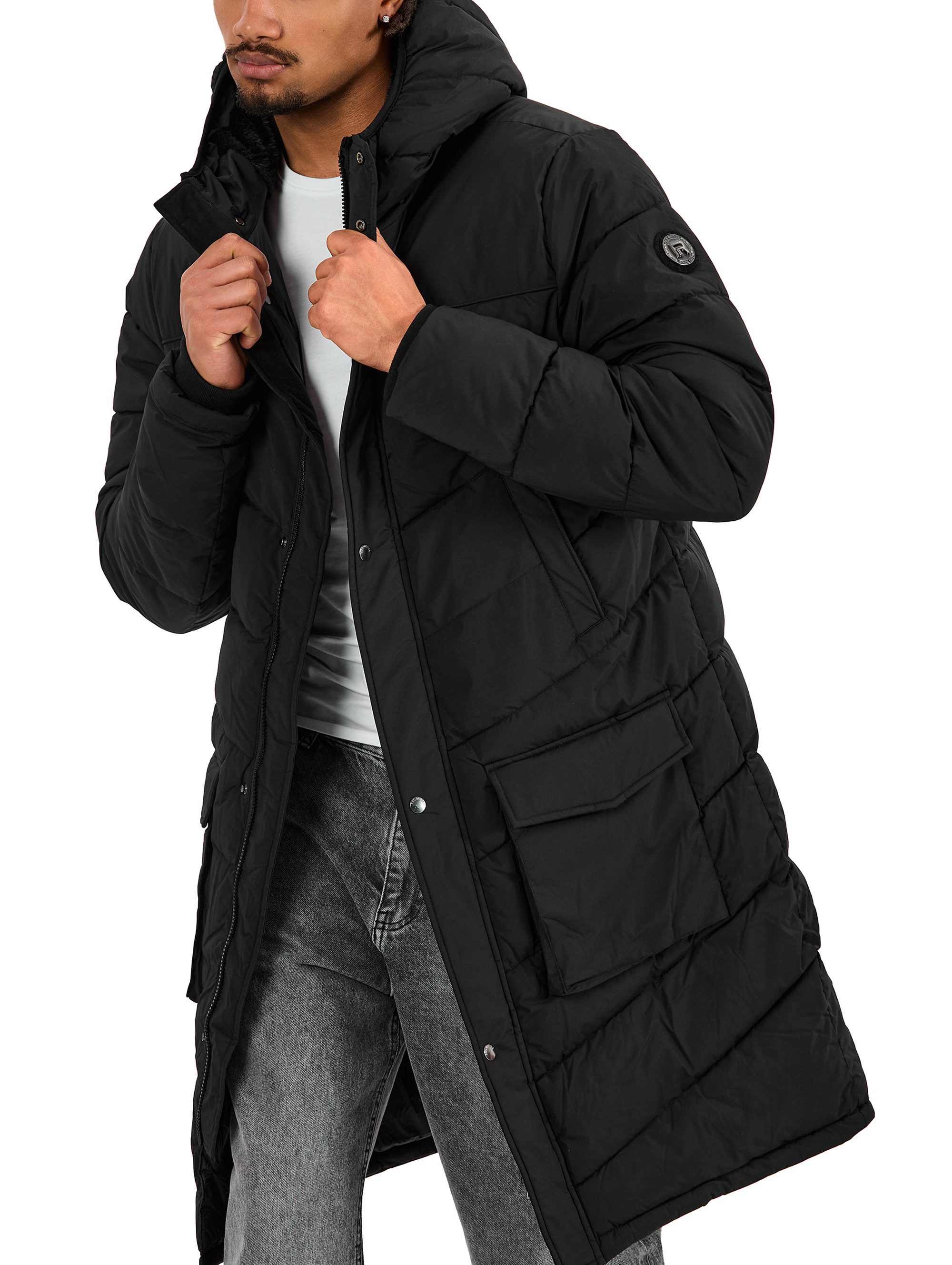 RedBridge Winterjacke mit Kapuze Langer Steppmantel mit praktischen Taschen Warm, wind- und wasserabweisend
