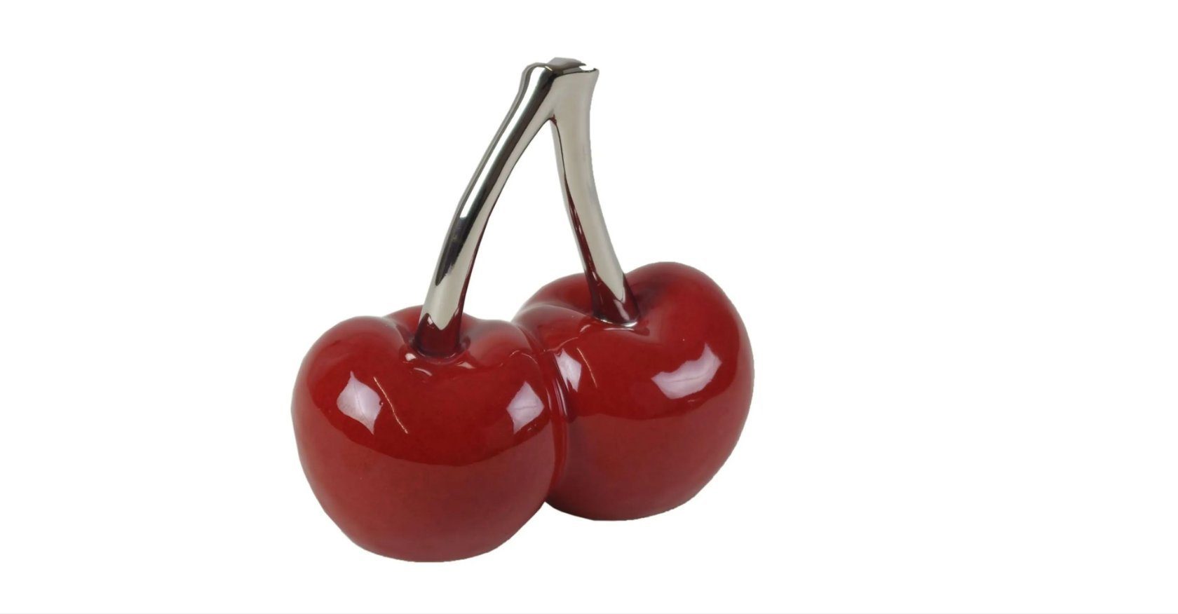 36439 Cherry" Dekofigur Keramik aus rot/silber glasiert "Double Gilde, GILDE