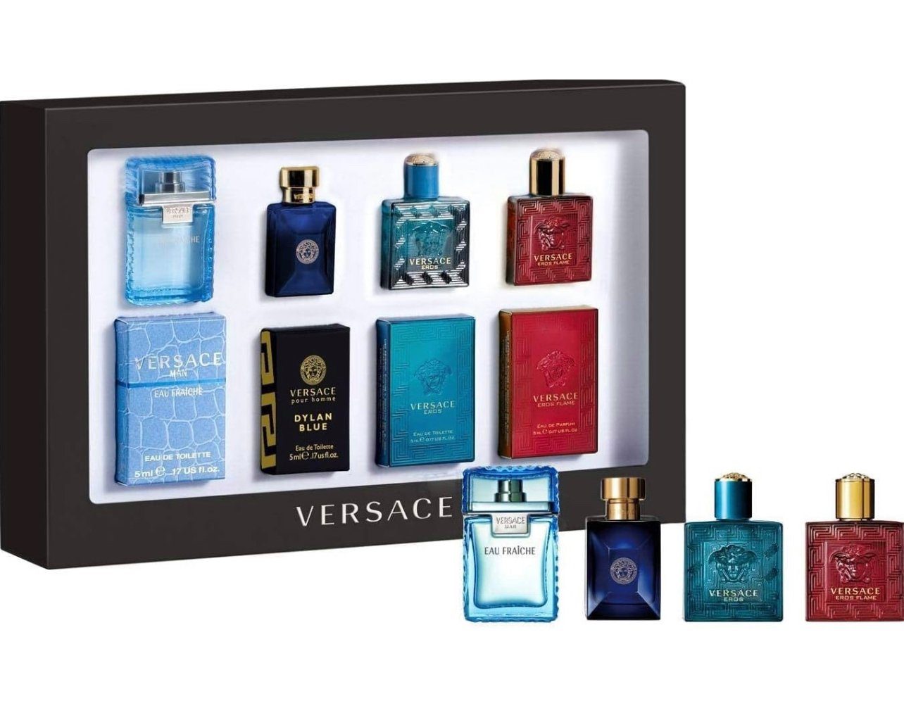 Versace Duft-Set Versace Duft-Set VERSACE Homme Miniaturen, Duftset 4 x 5 ml, Eros Flame Парфюми, Man Eau Fraîche, Versace Eros
