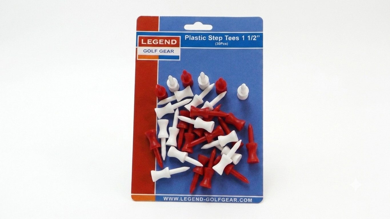 Legend Golf Gear Golftee Legend Golf Plastic Step Tees 1 1/2" 30 Stk Plastik Tees Rot Weiss
