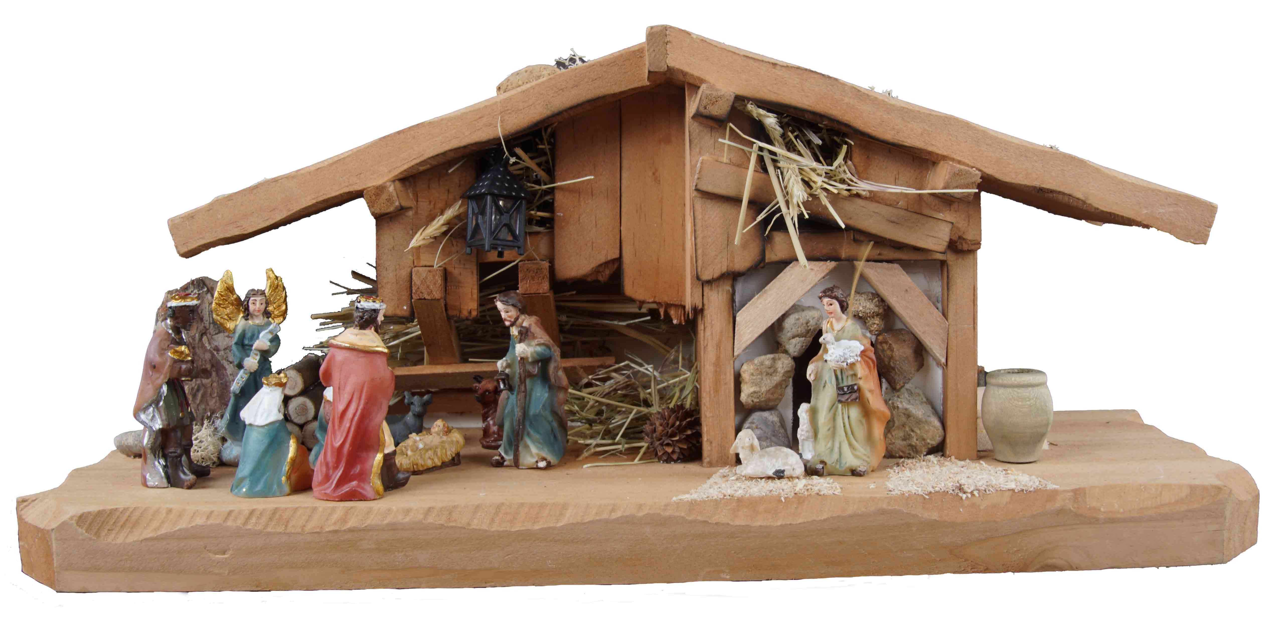 Krippenursel Krippe Weihnachtskrippe Kalchreuth inkl. 11-tlg. Figurensatz K 111 (11-tlg), Handbemalte Figuren