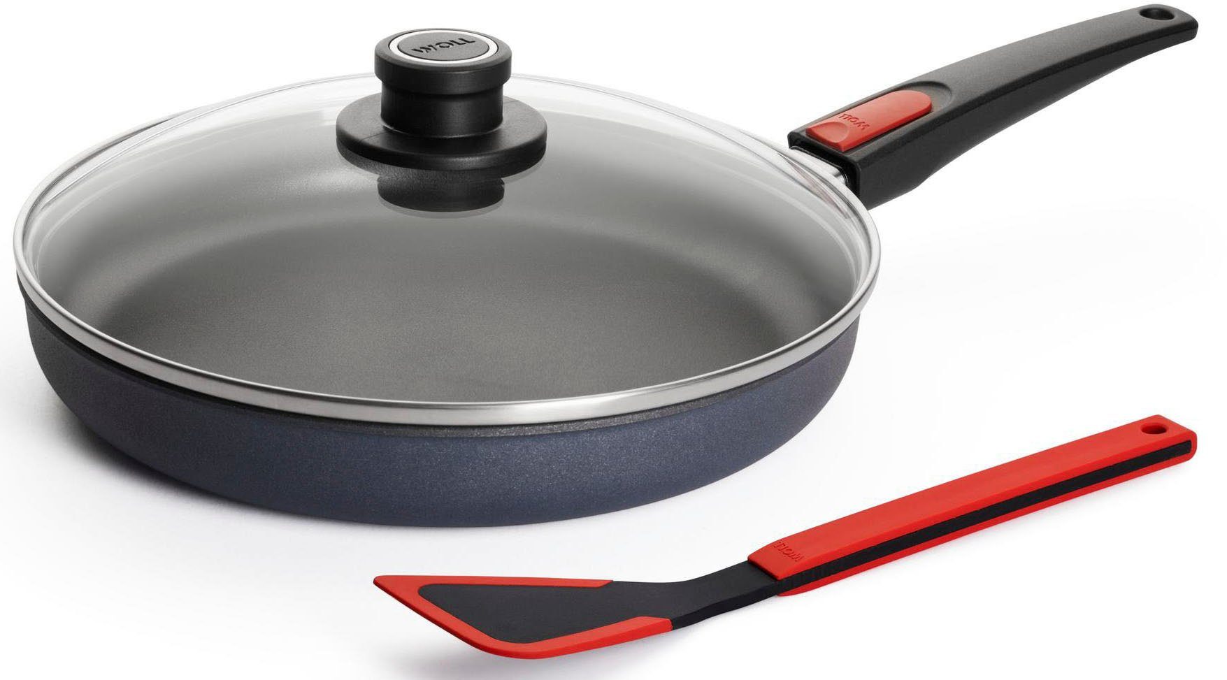 WOLL MADE IN GERMANY Bratpfanne Diamond Lite, Aluminium (Set, 3-tlg), Induktion, inkl. Сковородыwender, abnehmbarer Stiel, Made in Germany