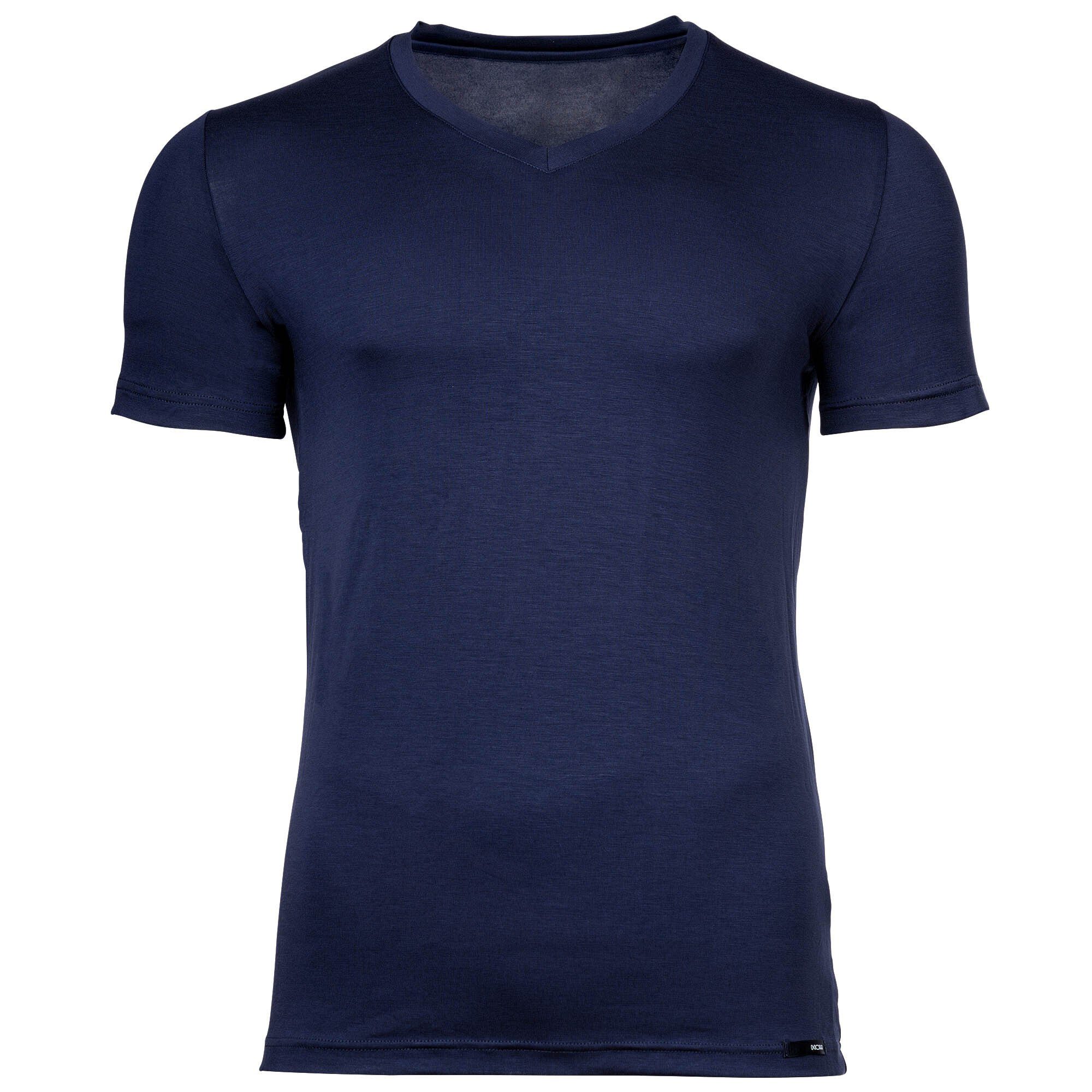 Dunkelblau Lyocell V soft T-Shirt V Herren - T-Shirt Hom Neck Tee-Shirt