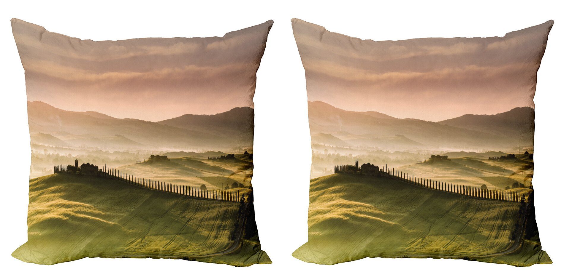 Italien (2 Doppelseitiger Kissenbezüge Abakuhaus Accent Modern Land Bäume Stück), Digitaldruck, Meadows
