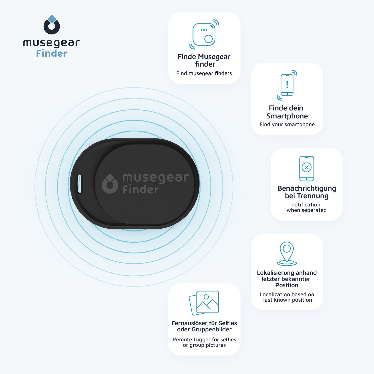 Bluetooth®-Sender schwarz Schlüsselfinder aus App mit Bluetooth musegear Deutschland