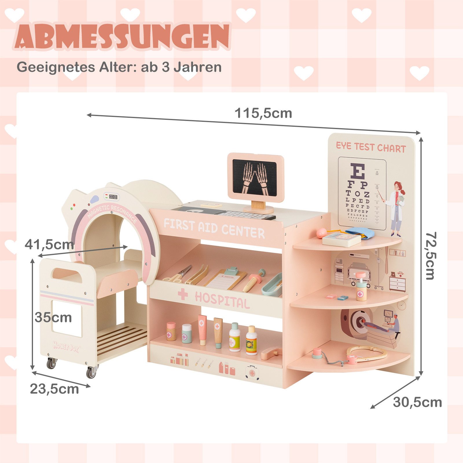 COSTWAY Spielzeug-Arztkoffer, Kinder Arzt Spielset mit medizinischen Zubehör