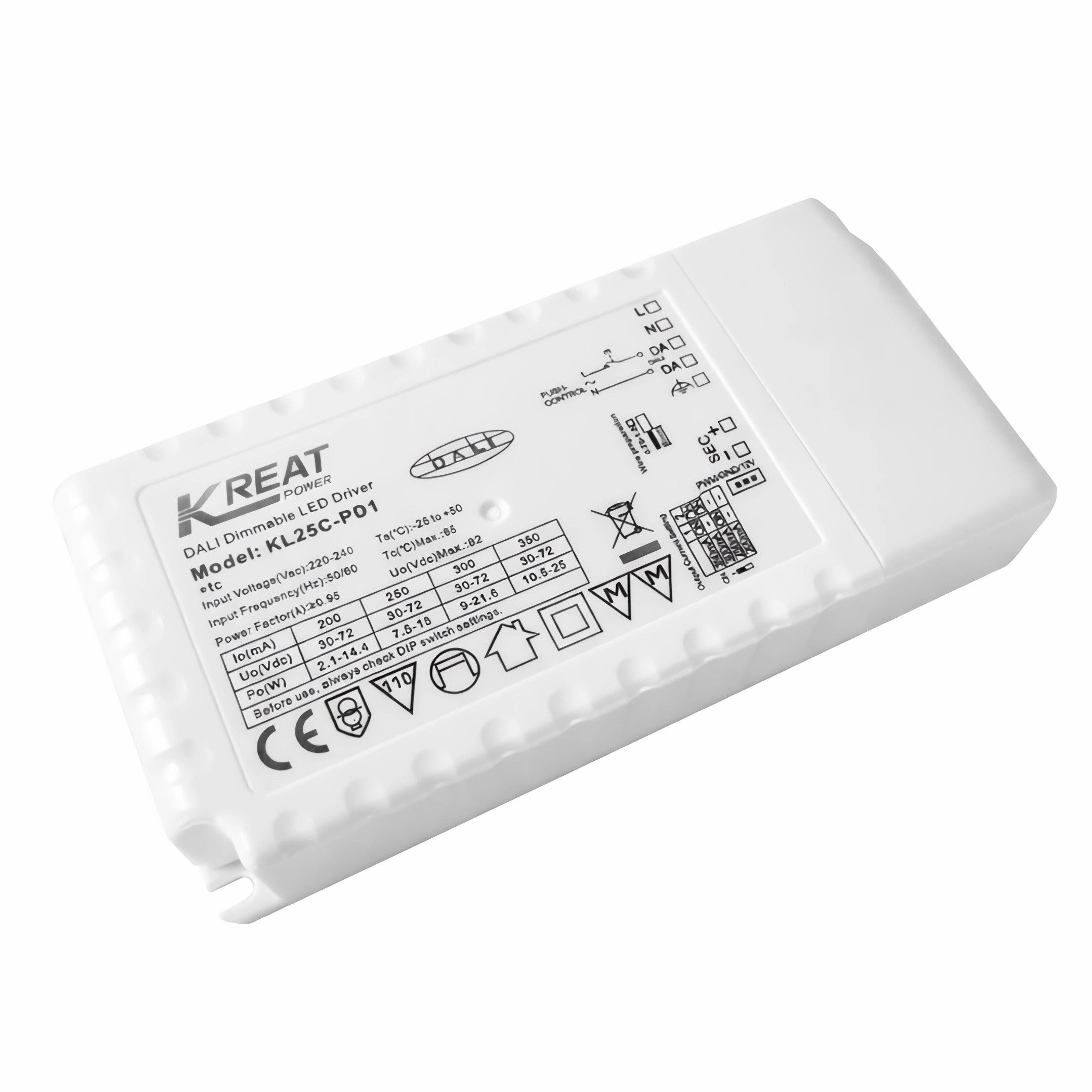 Merrytek KL25C-PD1 25W DALI Push-DIM LED-Treiber dimmbar Konstantstrom IP20 LED Trafo