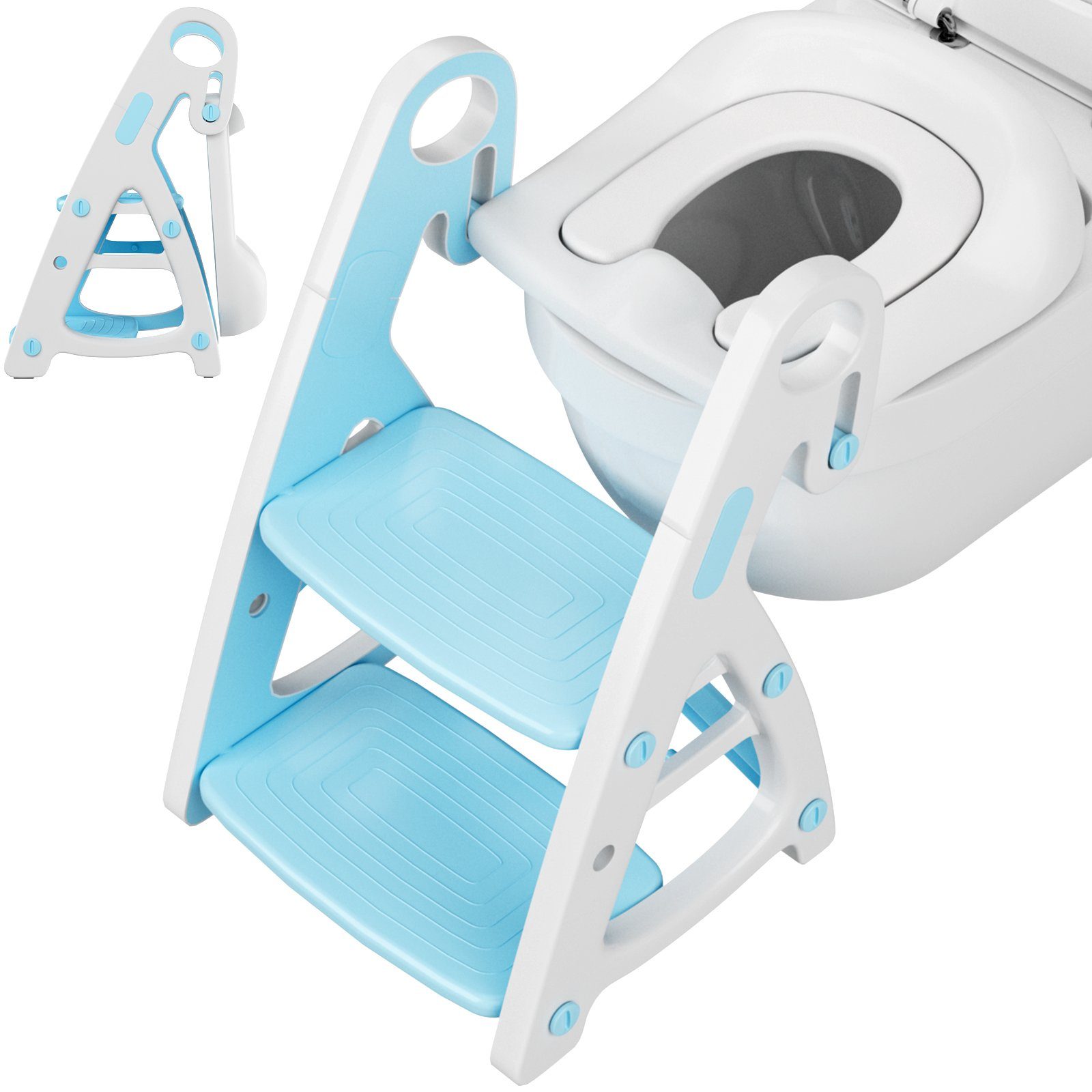 TLGREEN Toilettentrainer Toilettensitz Kinder mit Blau mit Tritthocker 2 in Toilettensitz Treppe, Baby 1