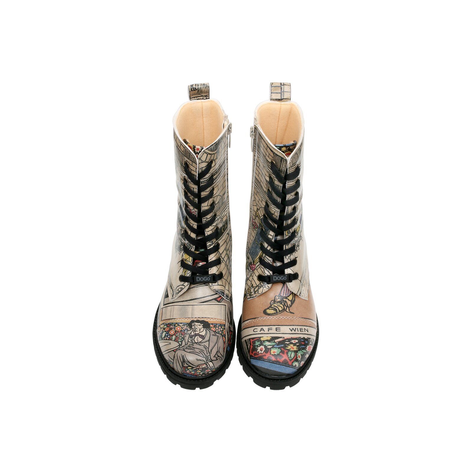 DOGO Zipsy High-Top Boots Cafe Wien Damen Stiefeletten Schnürboots Handgefertigt
