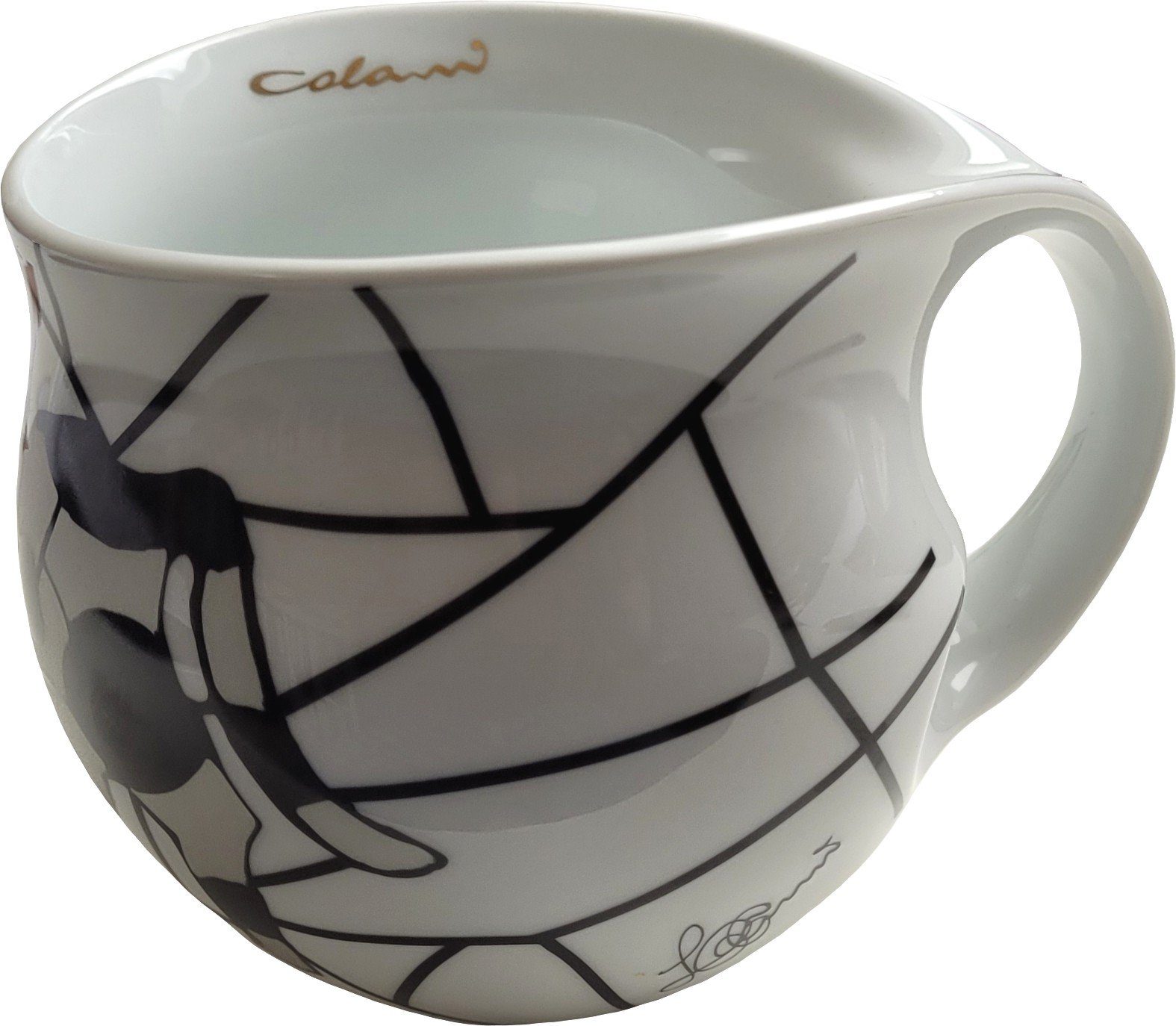 Colani Tasse Jumbotasse große Tasse XXL Becher Kaffeetasse 550ml Kuh silber, 1-tlg., Porzellan, Spülmaschinenfest, Signatur außen, Schriftzug innen, Geschenkkarton