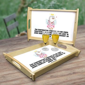 Mr. & Mrs. Panda Tablett Pinguin Konfirmation - Weiß - Geschenk, Konfirmation Geschenk, Schutz, Echtholz lasiert, (1-tlg), Strahlender Aufdruck