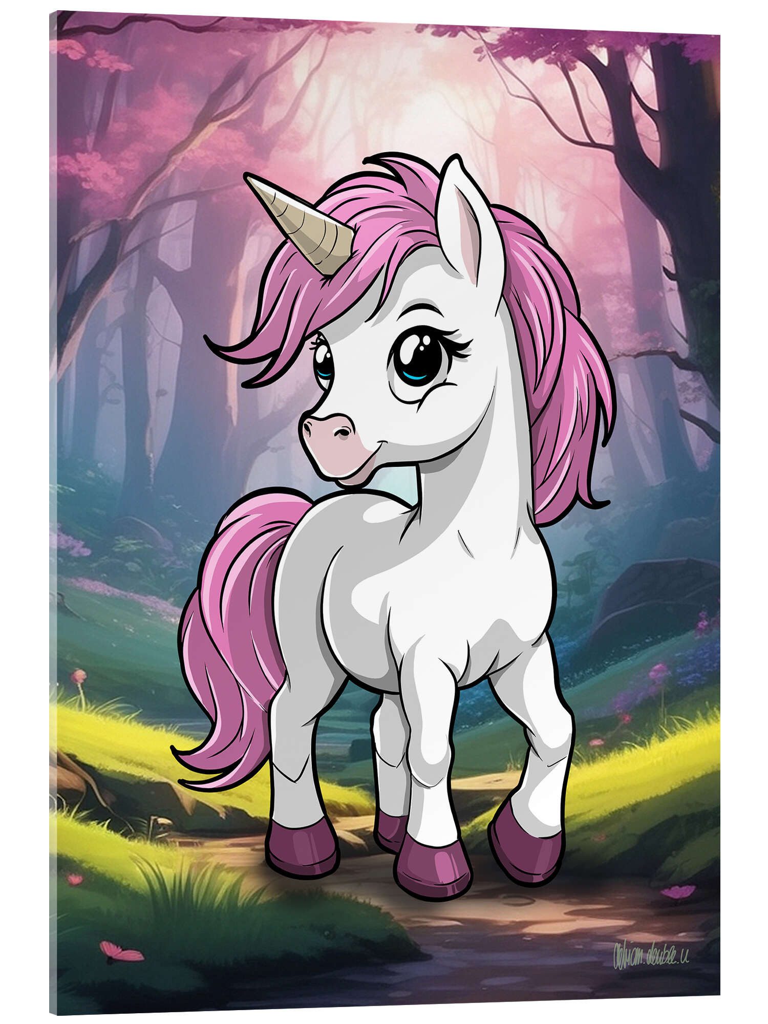 Posterlounge Wandbild Kleines Einhorn, A.DOUBLE.U, erhältlich als Poster, Leinwandbild, Wandsticker oder Acrylglasbild