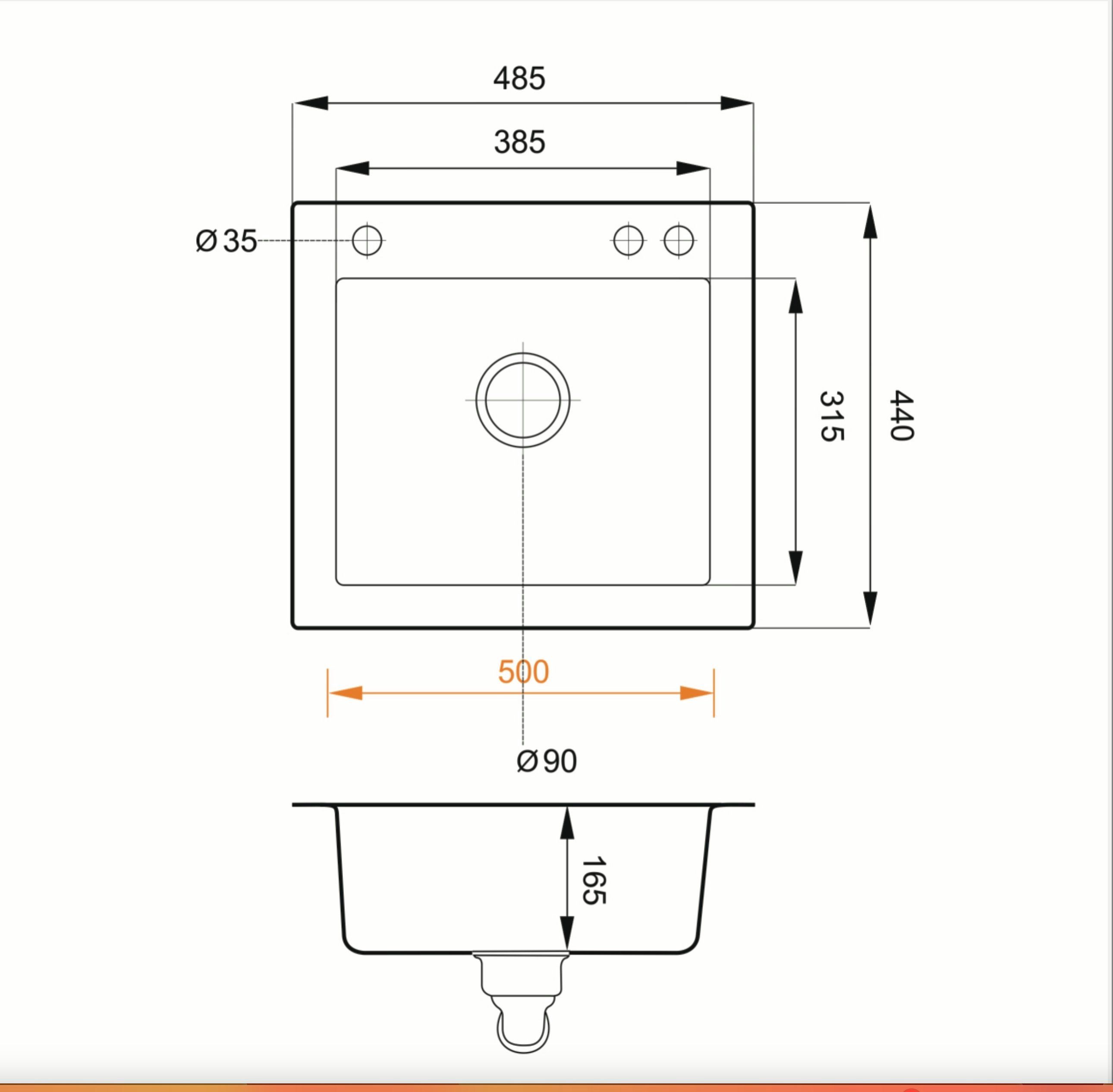 Homeline Granitspüle Granitspüle Küchenspüle mit cm, (2 Eckig, AVA St) Siphon Weiß 49 48.5/44 Automatsiche Einbauspüle cm