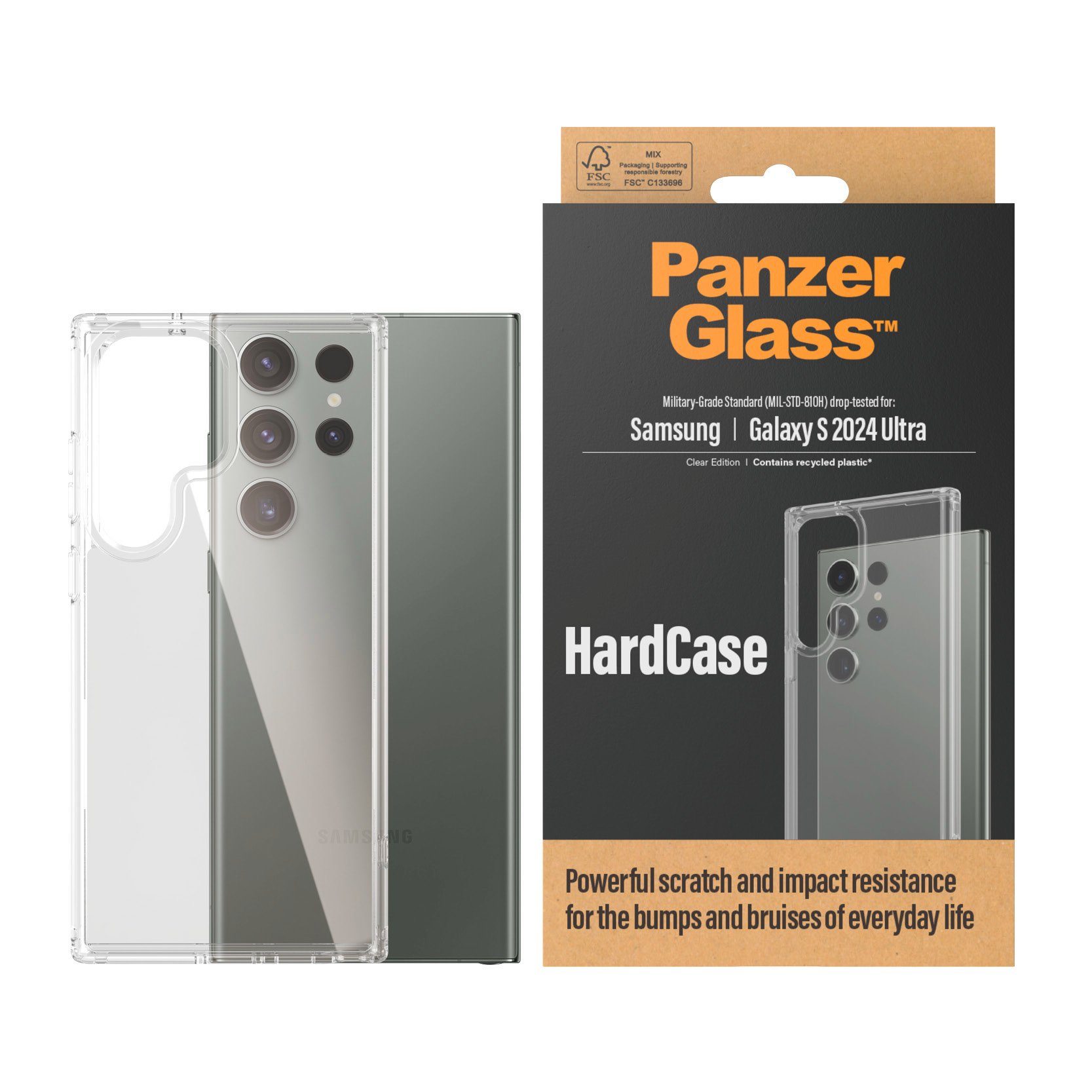 PanzerGlass Handyhülle HardCase für Samsung Galaxy S24 Ultra, Militärstandard MIL-STD 810H Backcover Schutzhülle stoßfest kratzfest