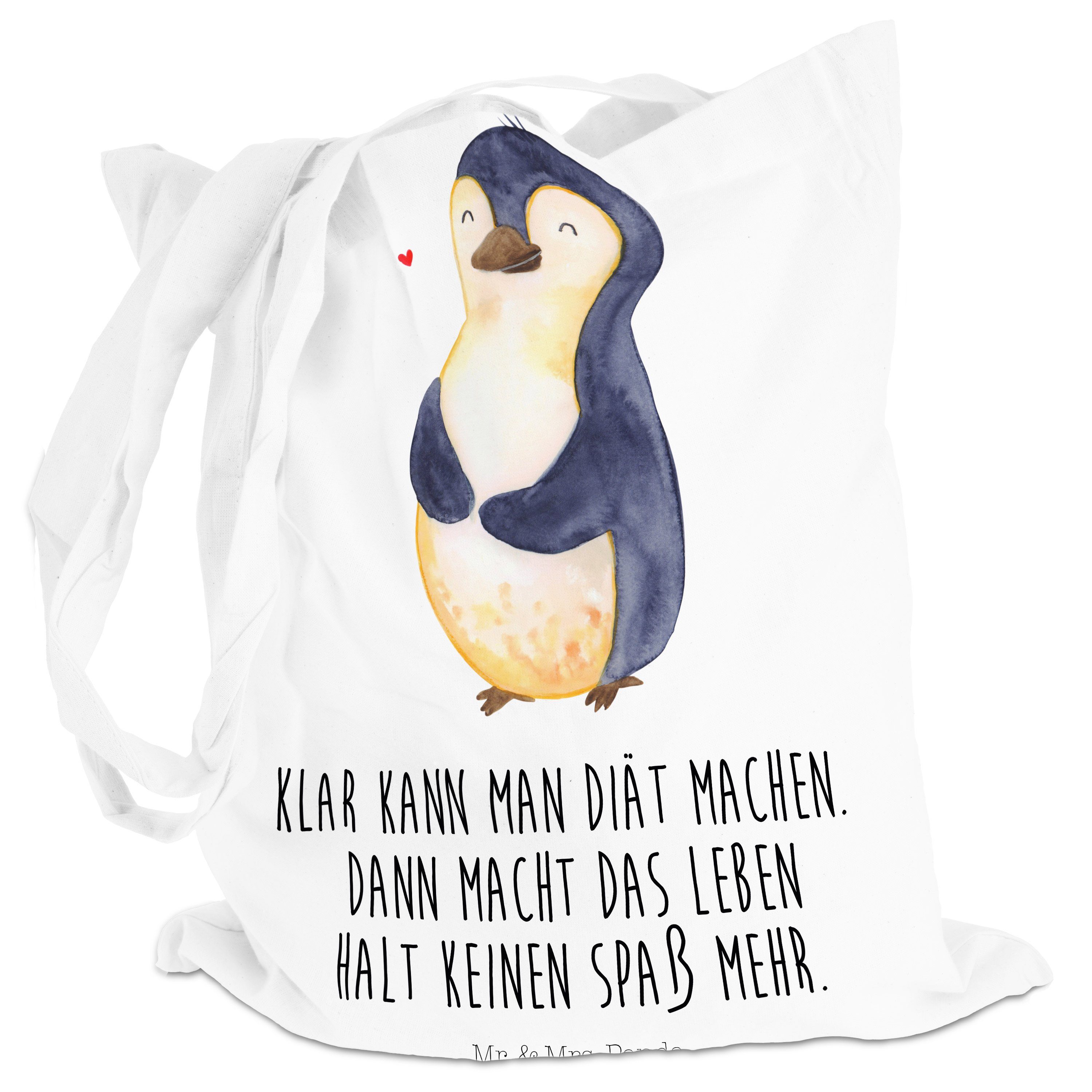 Diät (1-tlg) Weiß Geschenk, - Selbstliebe, Pinguin Mrs. Bauch, Panda - Tragetasche St & Mr. Gewicht, dick,