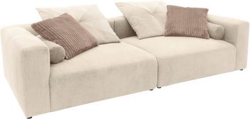 INOSIGN Big-Sofa Suyana mit Federkern, B/T/H: 304/135/69 cm, Zierkissen + Kissenrollen, grosszügiges, gemütliches Megasofa, viel Platz zum Relaxen, Cord-Bezug