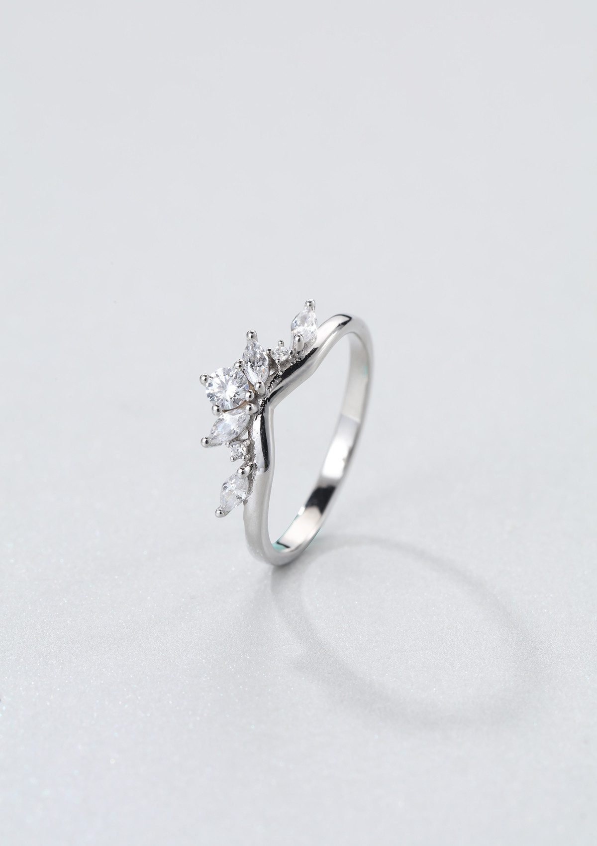 Hey Happiness Silberring Trauring Zirkonia, vergoldet, Kristalle Verlobungsring Damen 925 Silber, Brautschmuck