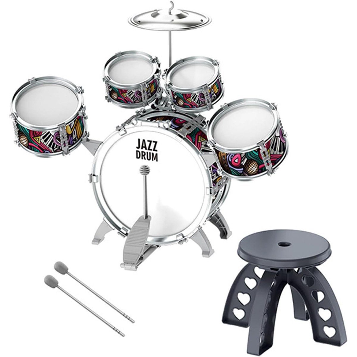 yozhiqu Kinderschlagzeug Kinderschlagzeug, elektronisches Schlagzeug, Perkussionsinstrumente, 1-St., Leicht zu montieren, fördert Rhythmus, Kreativität und Motorik