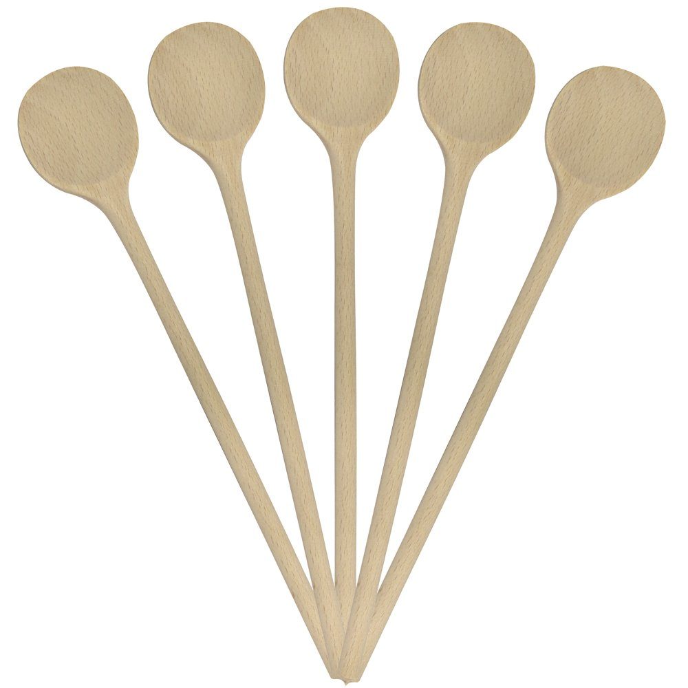 Grillplanet Servierlöffel 10 x Holzkochlöffel Kochlöffel Holzlöffel 25 cm rund