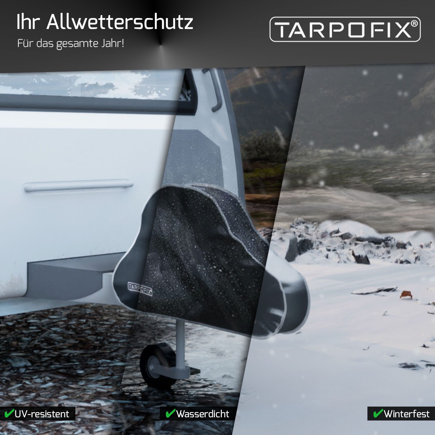 Tarpofix® Schutzplane Deichselabdeckung Anhänger 92x15x58 cm (Deichselhaube Wohnwagen), wasserdicht, UV-beständig – Bild 5 von 5