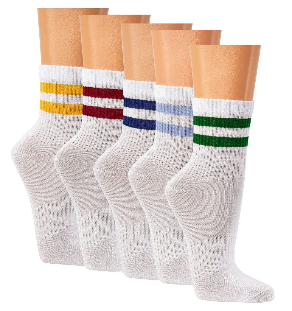 Kurzsocken 4 Paar Kurzschaft Bambus Crew Socks in Trend-Farben für Damen & Herren