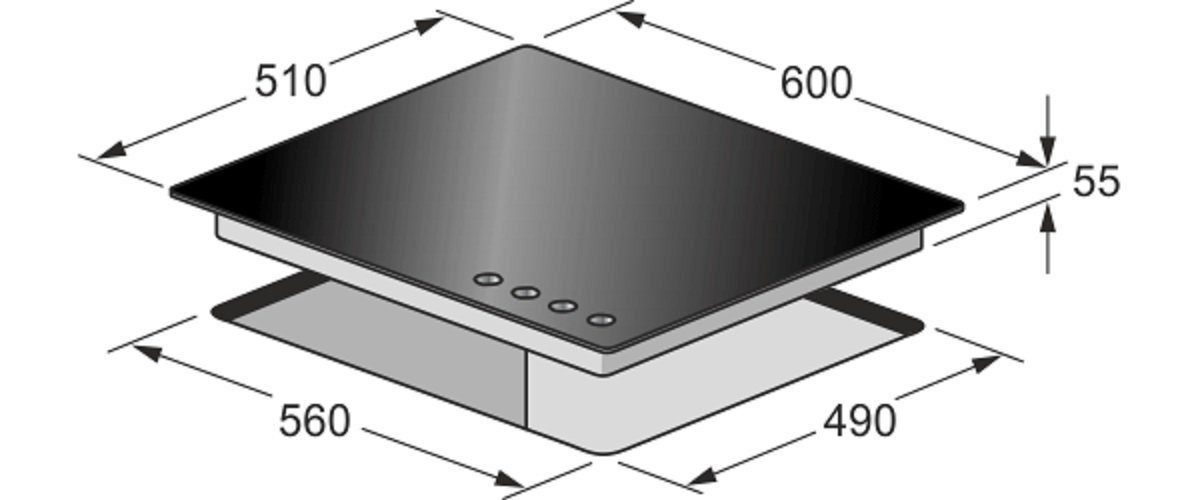 Kaiser Küchengeräte Gas-Kochfeld 60 cm 4 Brenner inkl. WOK-Brenner 3,8kW KCG 6394 W Turbo Romb