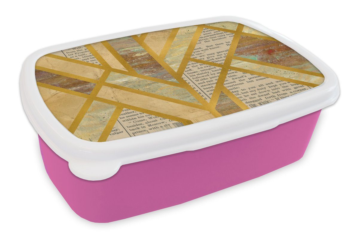 Snackbox, (2-tlg), MuchoWow rosa Erwachsene, - Design, Mädchen, Brotbox Marmor Kunststoff für Lunchbox Kunststoff, - Kinder, Brotdose Vintage