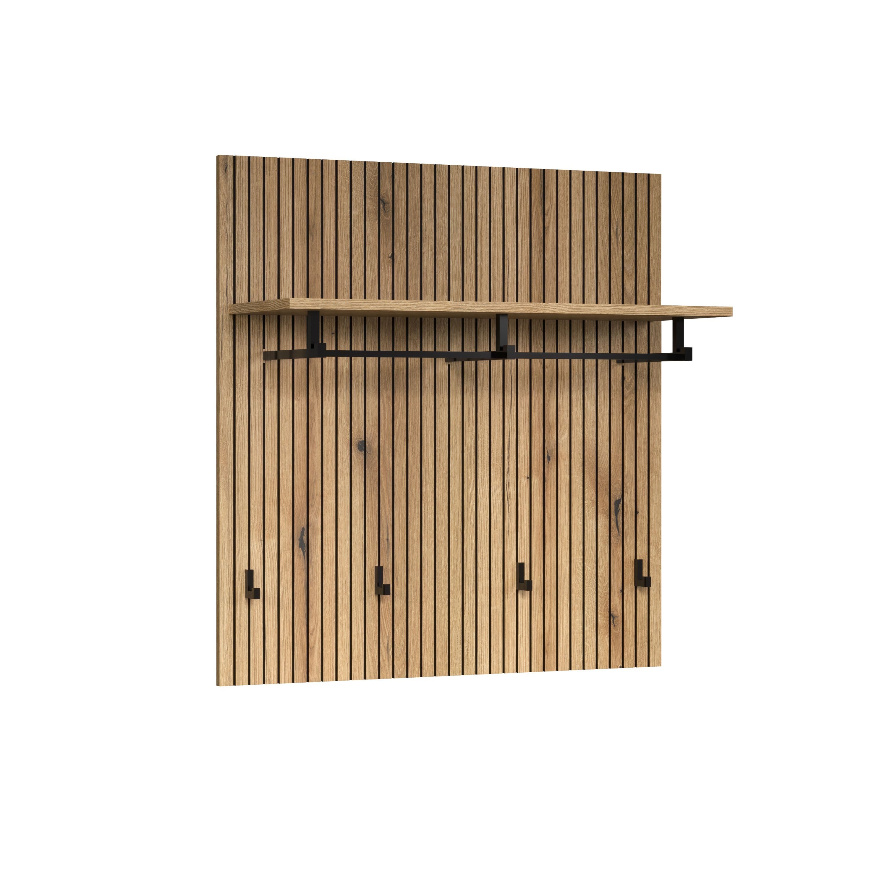 trendteam Garderobenpaneel, Mit Ablagefläche, in Evoke Eiche & Schwarze Rillen 80x84x28 cm