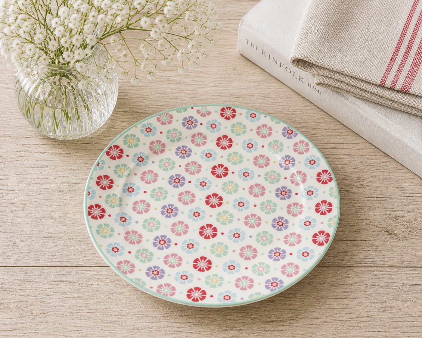 Greengate Frühstücksteller GreenGate Frühstücksteller Rike Weiß/Geblümt 20,2 cm
