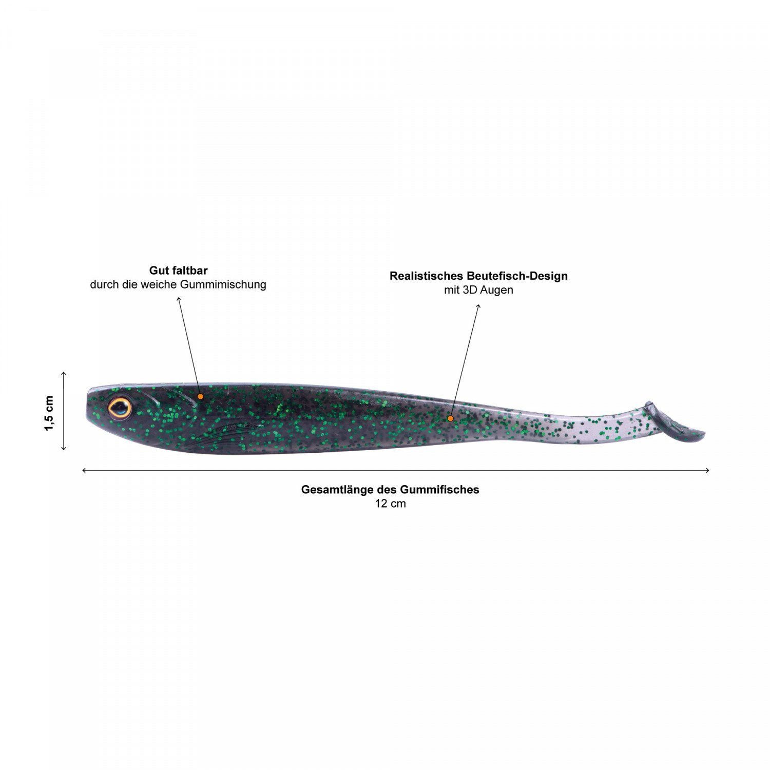 Zite Kunstköder Gummifisch Zander Set Inzite Shad 12 cm Softbait Angelköder Black Vibe