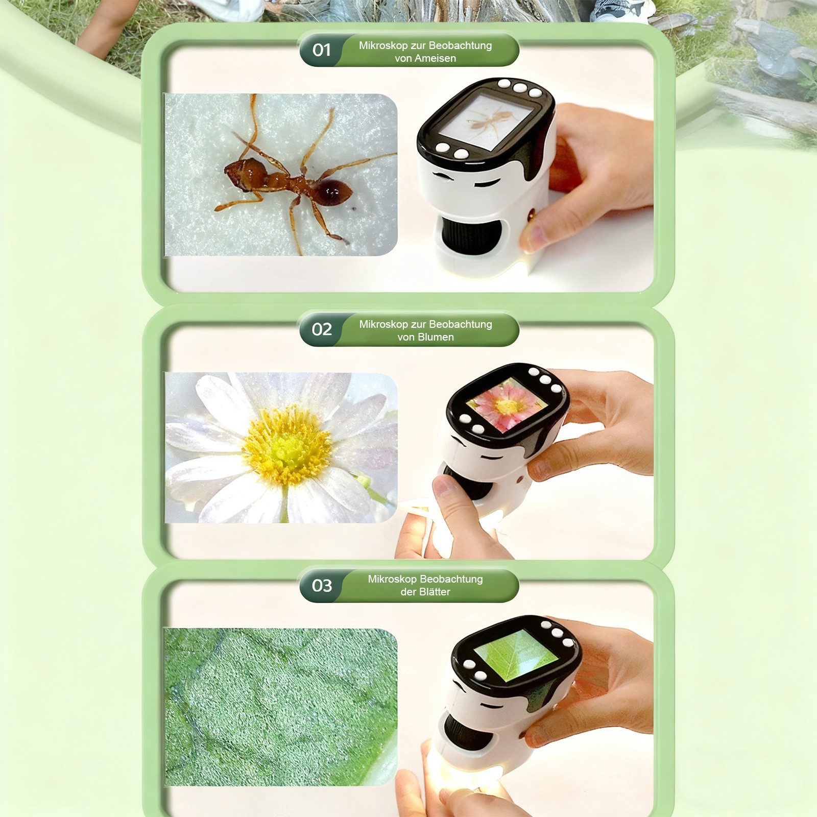 OKWISH Digitalmikroskop Tragbares Lernmikroskop mit 32GB Speicherkarte Kind günstig online kaufen