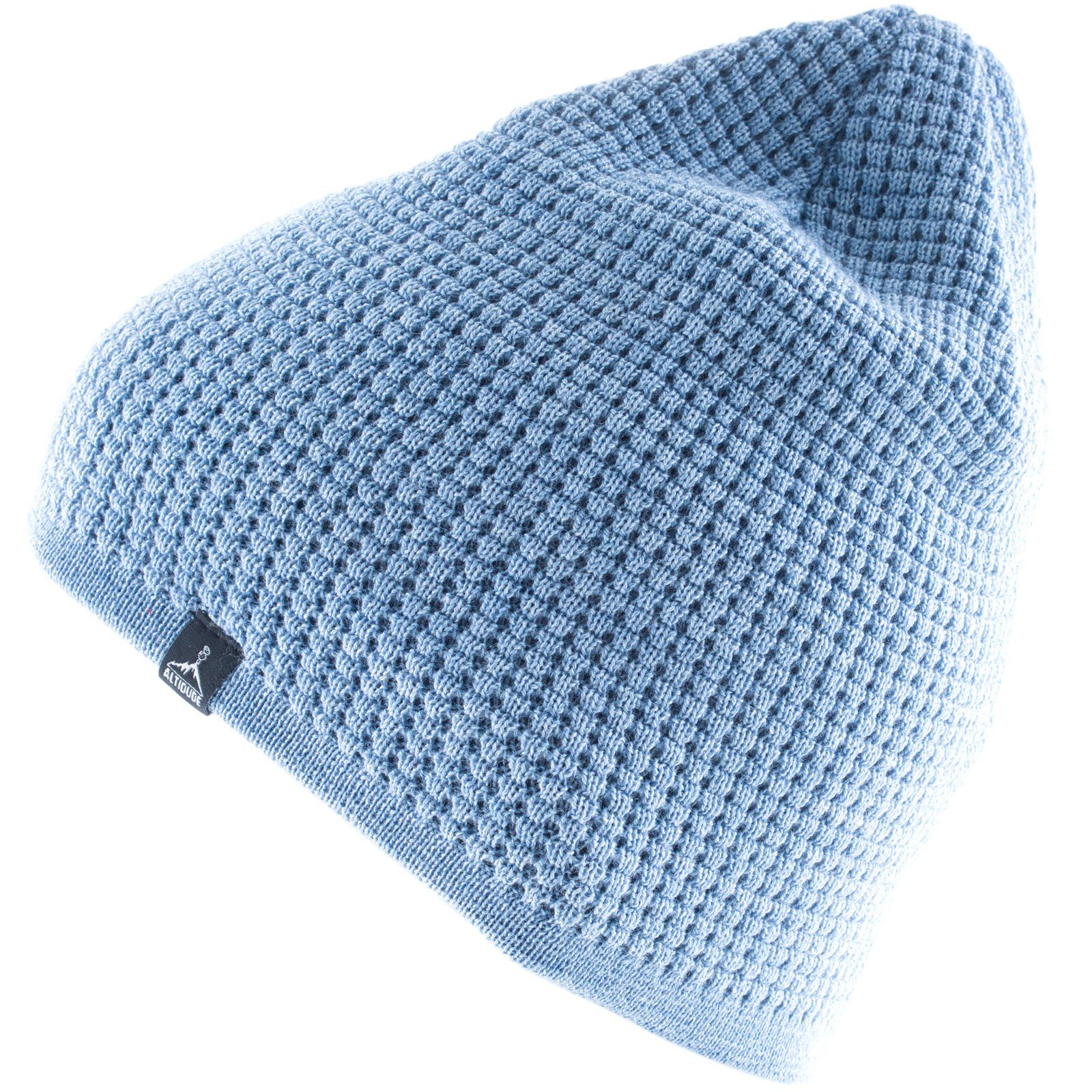 ALTIDUDE Beanie Wintermütze Waffle Fein Strickmütze Unisex Beanie Mütze Merino Wolle Hellblau