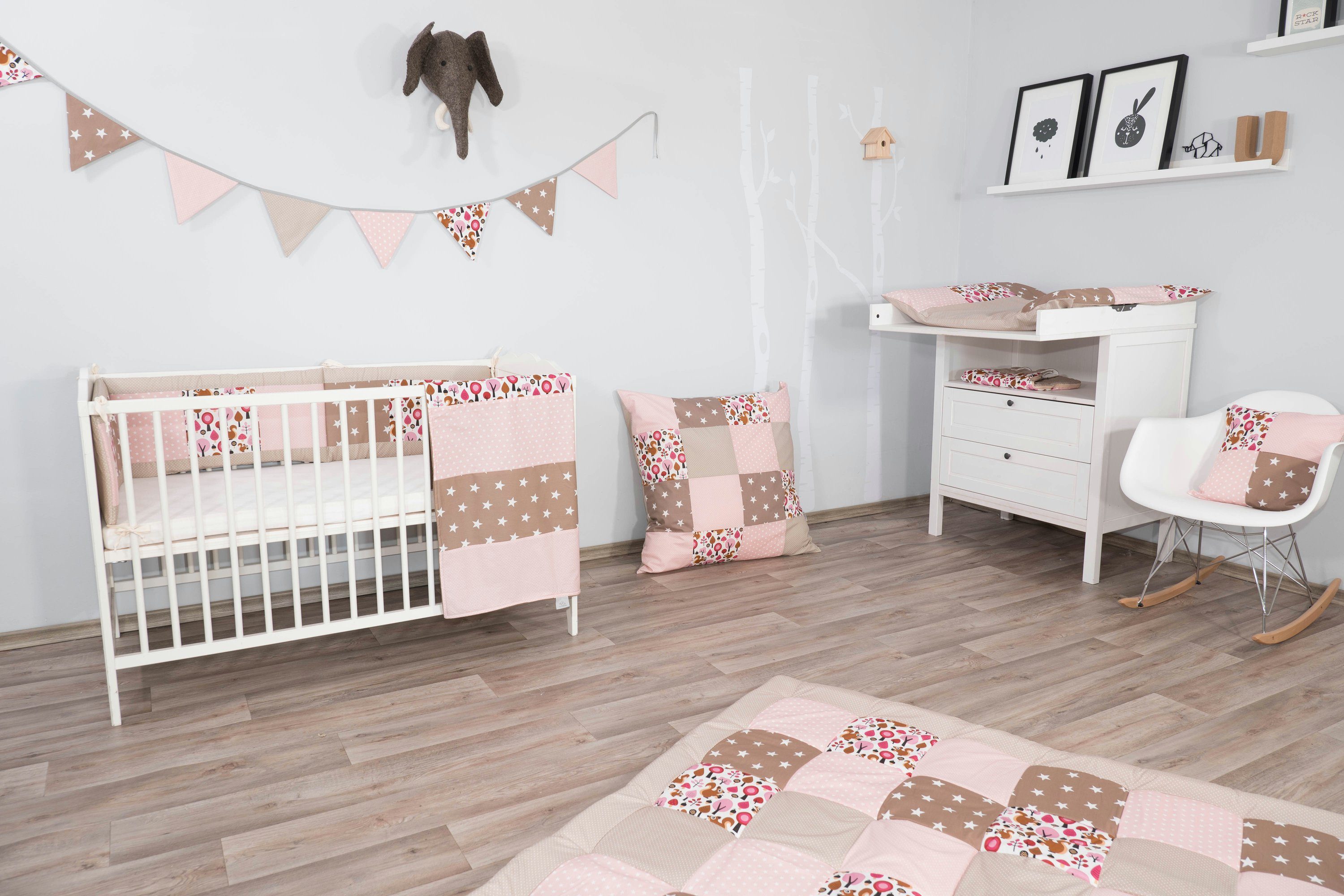 Stoff für Kinderzimmer, aus cm das mit Sand (Made Wimpelkette Deko-Girlande ULLENBOOM 100% Wimpelkette EU), Wimpeln ® Eichhörnchen 3 in Baumwolle 125