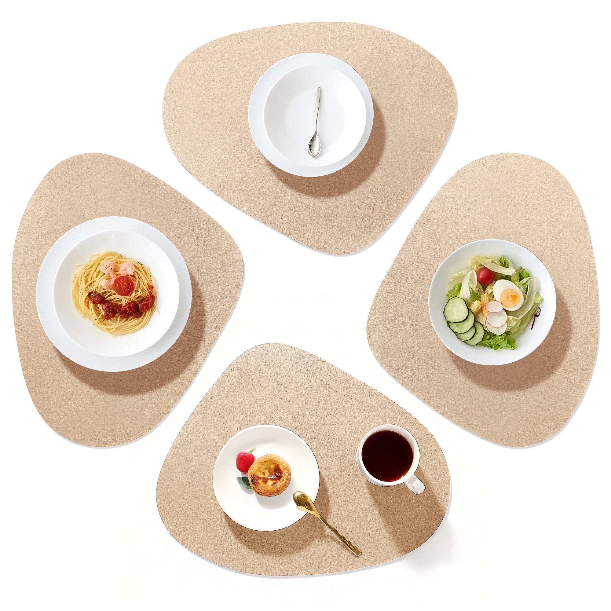 Fanttik Platzset Tischset Tischmatte Kunstleder, abwischbar wasserdicht Anti-Rutsch, (Set, 4 Untersetzer), ideal als Untersetzeroder Dekoration, fùrden Innen- und AuBenbereich