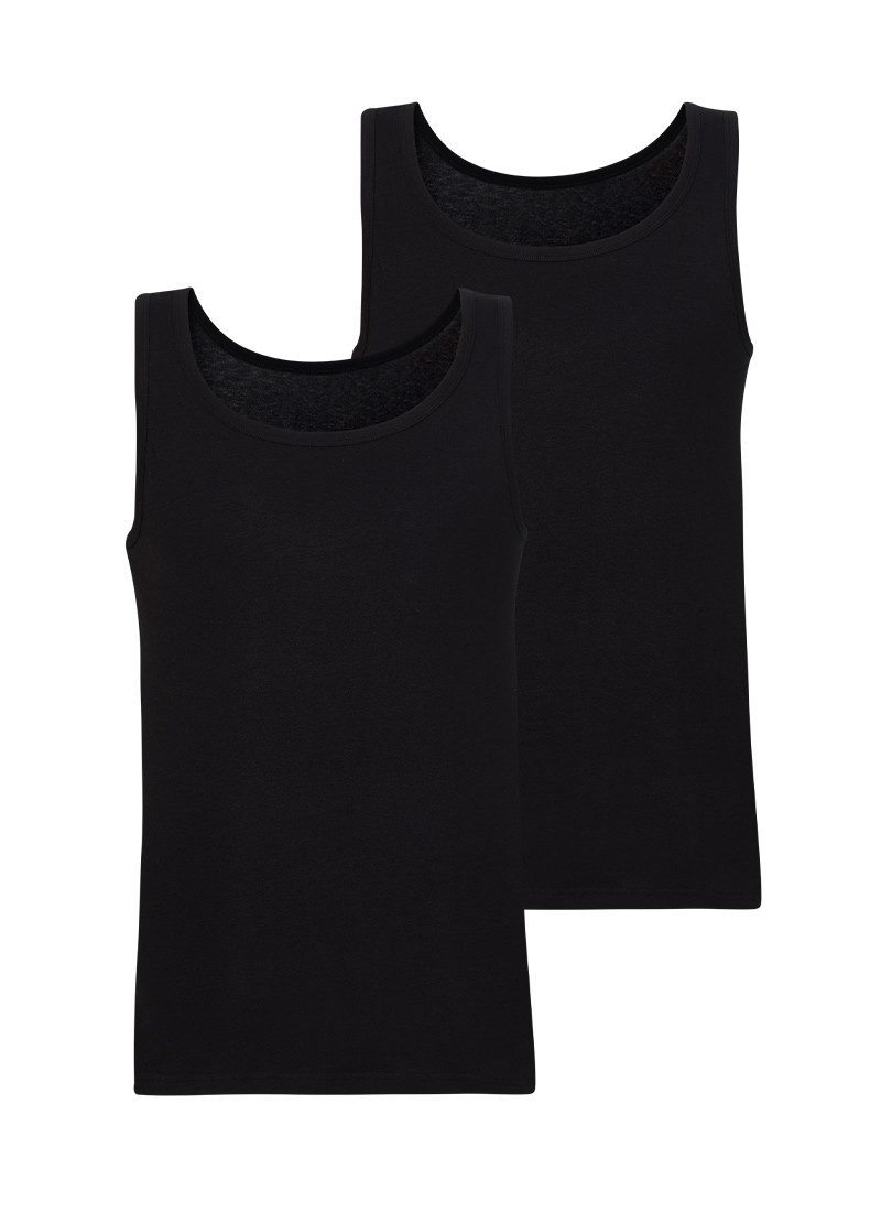 Funktionsunterhemd Herren Tanktop 2er-Pack Weiche Baumwolle Schwarz