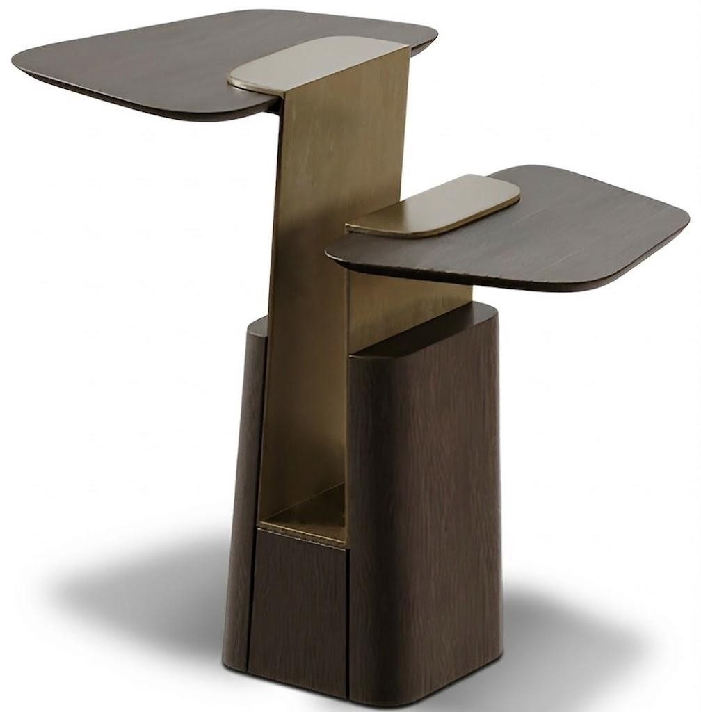 Xlmoebel Stehtisch Japandi Beistelltisch aus Holz in modernem Braun, Made in Europa